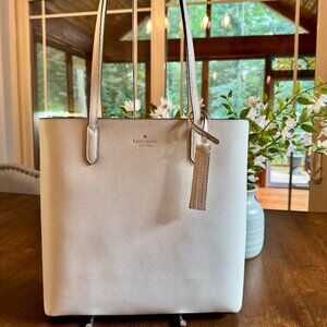 Kate Spade Jana Saffiano Leather Large Tote Shoulder Bag Meringue K8150